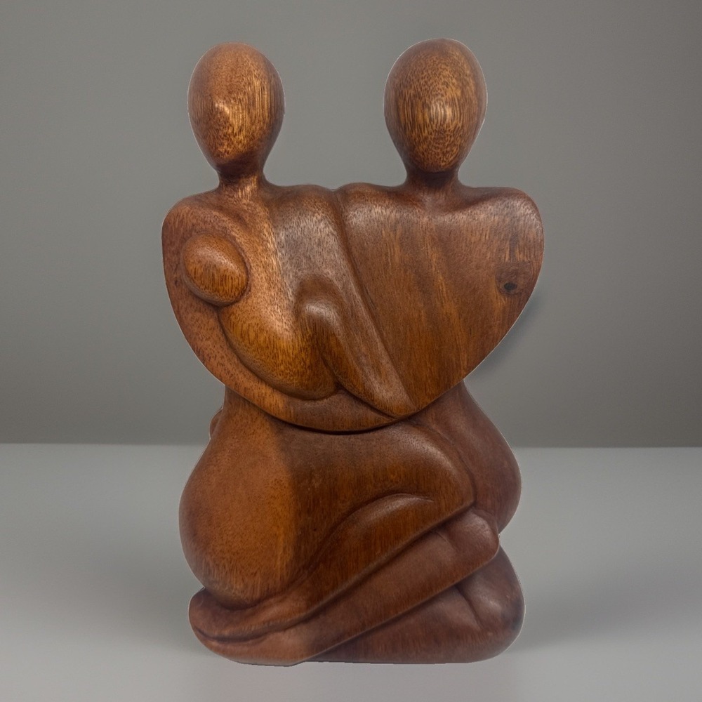 Novica W. Rendah Original Wood Sculpture Carved Family w/Baby Nursing Fast Ship!